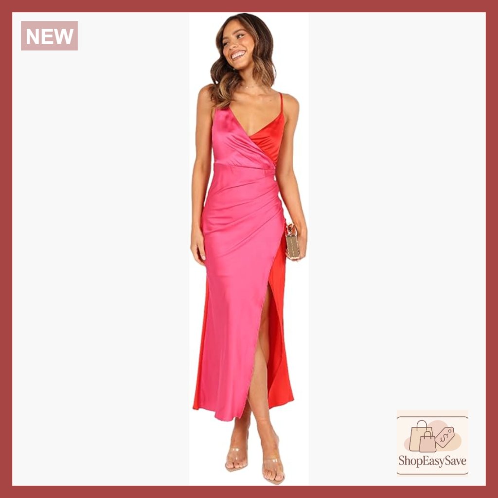Slip Dress Midi Bodycon Chic Elegant Party Wear Adjustable Straps V-Neck